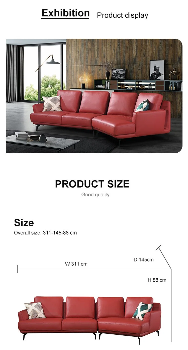 Modern Simple Italian Luxury Living Room Home Furniture Sectional Leather Couch Sofa